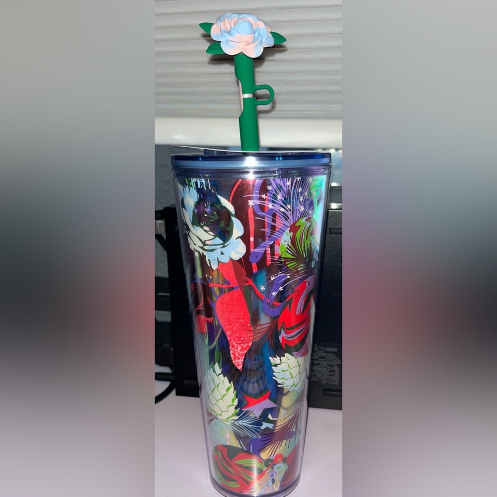 2023 holiday Starbucks cup with silicone straw topper